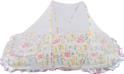 

Baby Grow Cotton Infants Animal Print Jumbo Frilled Bedding Set With Canopy Mosquito Net(Multicolor)