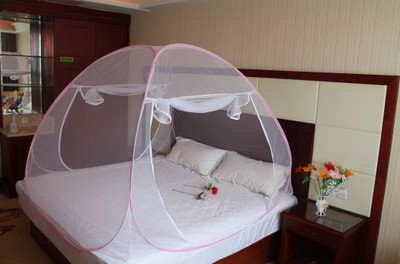 GALOPPIA Polyester Adults Double Bed Foldable Mosquito Net Mosquito Net(White, Pink)