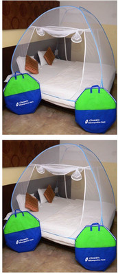 

crobat Polyester Infants 2 PCS adjustable combo Mosquito Net(White, Blue)