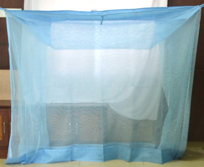 ANS Nylon Adults Ans Mosquito Net 5x6ft Semi Double Bed Blue With Border Mosquito Net(Blue)