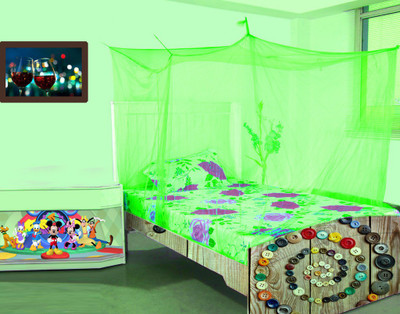 Aarushi Nylon Adults Double Bed Mosquito Net(Green)