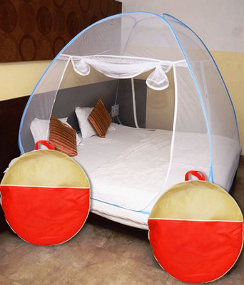 Libra Polyester Fibre Adults Double Bed Foldable Mosquito Net(Blue)