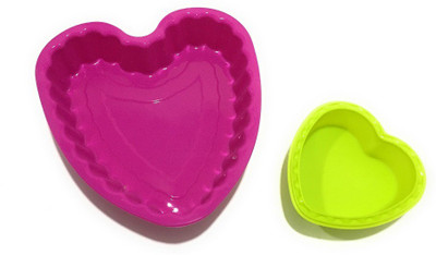 

PEHER Multicolor Set of 2, Heart Big & Small, Silicon - Cup Cake/Bread Mould(Pack of 2)