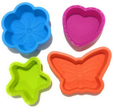 

PEHER Multicolor Set of 4 Silicon - Cup Cake/Bread Mould(Pack of 4)