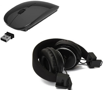 

ROQ TM001 Wireless Bluetooth Headphone With Ultra Slim Wireless Optical Gaming Mouse(USB, Black,Black)