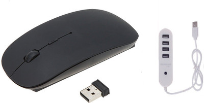 

Q3 High Speed Ultra Slim Mouse + 4 port USB Hub Wireless Optical Gaming Mouse(USB, Black)