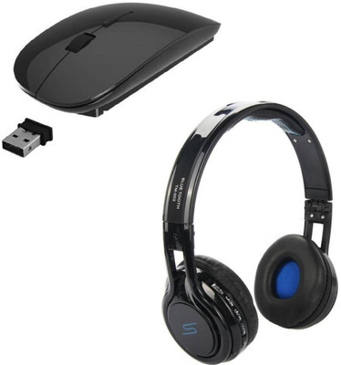 

ROQ TM002 Wireless Bluetooth Headphone With Ultra Slim Wireless Optical Mouse(USB, Black,Black)