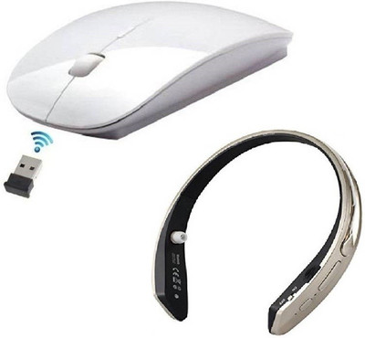 

ROQ Wireless Bluetooth Headset With Ultra Slim Wireless Optical Gaming Mouse(Bluetooth, White,Gold)