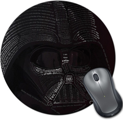 

Rangeele Inkers Darth Vader Face Typography Round Mousepad(Multicolor)