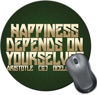 

Rangeele Inkers Happiness Depends On You Round Mousepad(Multicolor)