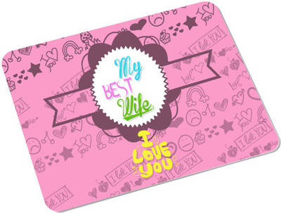 

SKY TRENDS My Best Wife I Love you With Pink Flower Sweet Gifts For Birthday And Anniversary Rectangle Mousepad(Multicolor)