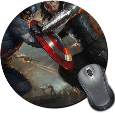 

Rangeele Inkers Captain America Vs Winter Soldier Round Mousepad(Multicolor)