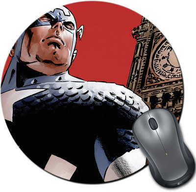 

Rangeele Inkers Captain America Vintage Art Round Mousepad(Multicolor)