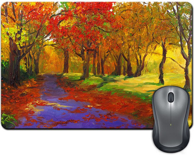 

ShopMantra Red Leaves in a Wood Canvas Painting Mousepad(Multicolor)