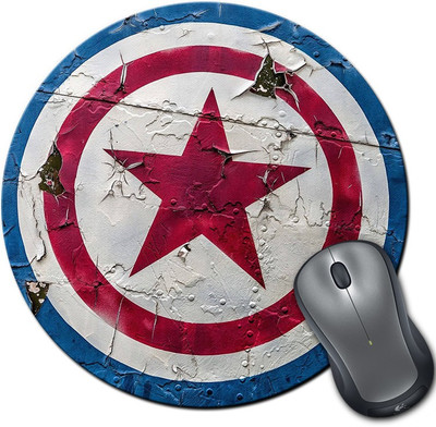 

Rangeele Inkers Captain America Shield Print Round Mousepad(Multicolor)