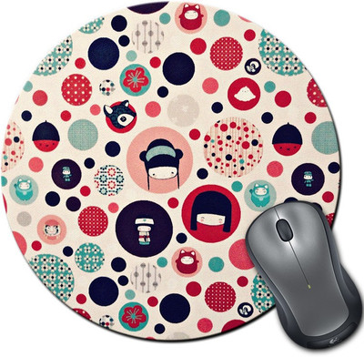 

Rangeele Inkers Cute Pattern Round Mousepad(Multicolor)
