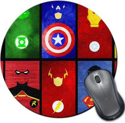 

Rangeele Inkers Superhero Cards Round Mousepad(Multicolor)