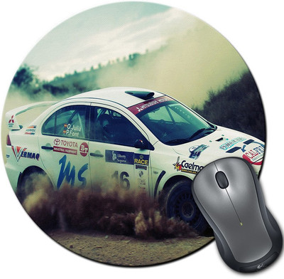

Rangeele Inkers Car Race Wheelie Round Mousepad(Multicolor)
