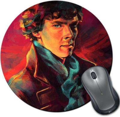 

Rangeele Inkers Sherlock Holmes Painting Art Round Mousepad(Multicolor)