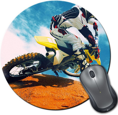 

Rangeele Inkers Biker Doing Stunt Round Mousepad(Multicolor)