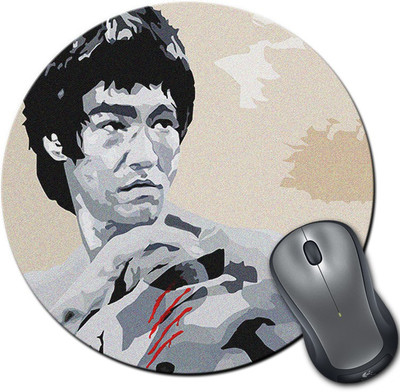 

Rangeele Inkers Bruce Lee Painting Art Round Mousepad(Multicolor)