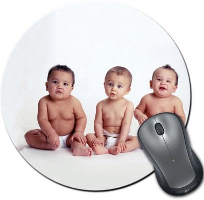 

Rangeele Inkers Cute 3 Babies Round Mousepad(Multicolor)