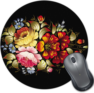 

Rangeele Inkers Beautiful Flower Painting Round Mousepad(Multicolor)