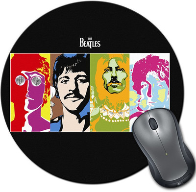 

Rangeele Inkers The Beatle Band Pop Art Round Mousepad(Multicolor)
