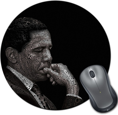 

Rangeele Inkers Obama Portrait Typography Round Mousepad(Multicolor)