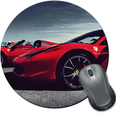 

Rangeele Inkers Ferrari Red Car Round Mousepad(Multicolor)