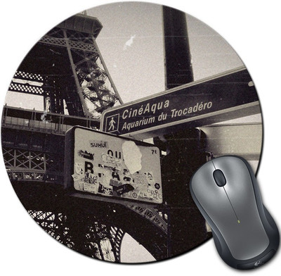 

Rangeele Inkers Eiffel Tower Streets Round Mousepad(Multicolor)