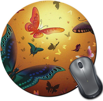 

Rangeele Inkers Butterflies Pattern Round Mousepad(Multicolor)