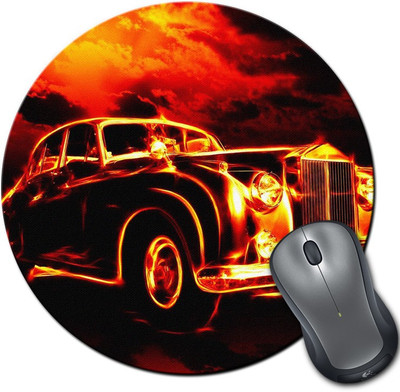 

Rangeele Inkers Burning Car Round Mousepad(Multicolor)
