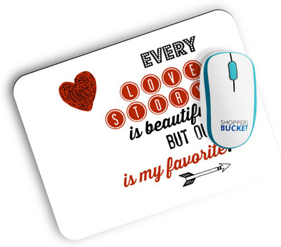 

Shoppers Bucket My LoveStory Mousepad(Red, Multicolor, Blue)