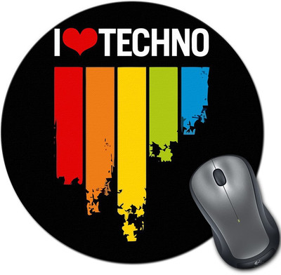 

Rangeele Inkers I Love Techno Round Mousepad(Multicolor)
