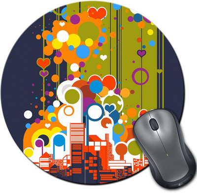 

Rangeele Inkers Colorful City Illustration Round Mousepad(Multicolor)