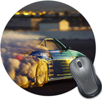 

Rangeele Inkers Racing Car On Track Round Mousepad(Multicolor)