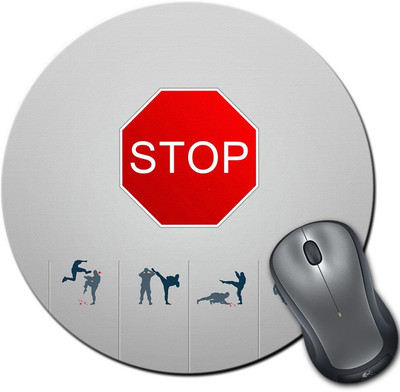 

Rangeele Inkers Stop Sign Ninja Round Mousepad(Multicolor)