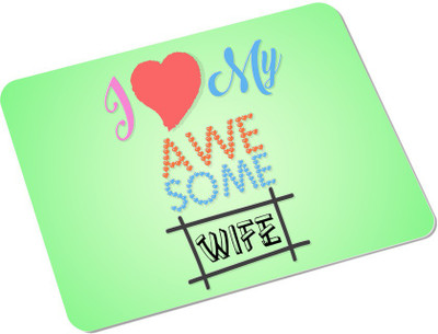 

SKY TRENDS I Love My Awesome Wife With Green Red Heart Stylish Gifts For Birthday And Anniversary Rectangle Mousepad(Multicolor)