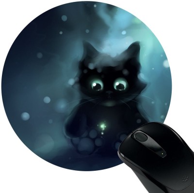 HUPPME Black Cat Rubber Mousepad(Black)