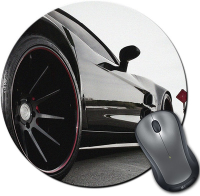

Rangeele Inkers Stylish Black Car Tyre View Round Mousepad(Multicolor)
