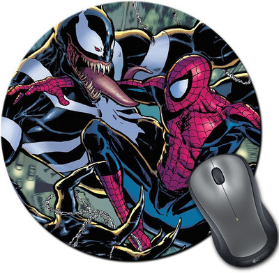 

Rangeele Inkers Spiderman And Venom Fight Round Mousepad(Multicolor)