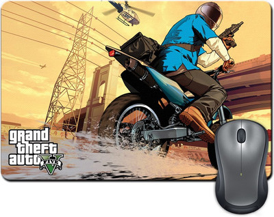 ShopMantra Grand Theft Auto Five Biker Mousepad Multicolor