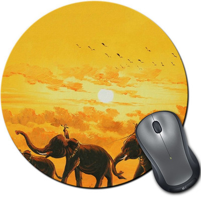 

Rangeele Inkers Elephant Paintings Round Mousepad(Multicolor)