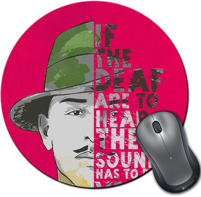 

ShopMantra Bhagat Singh If The Deaf Quote Laminated Round Mousepad(Multicolor)