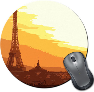 

Rangeele Inkers Eiffel Tower Paris Artwork Round Mousepad(Multicolor)