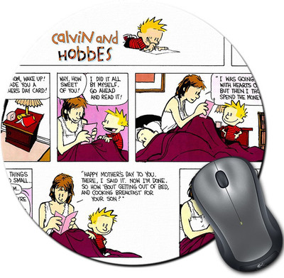 

Rangeele Inkers Calvin And Hobbes Mom Comic Book Strip Round Mousepad(Multicolor)