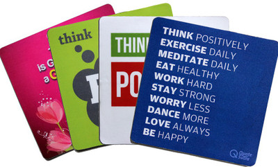 

QuoteSutra Set for Positive Thinking Set of 4 Mousepad(Blue, White, Green, Pink)