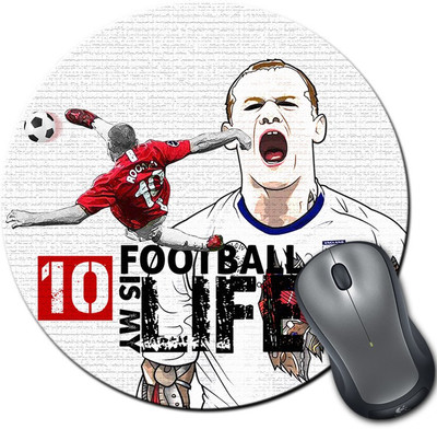 

ShopMantra Rooney Football Is Life England Football Round Mousepad- SMMR00000275 Mousepad(Multicolor)