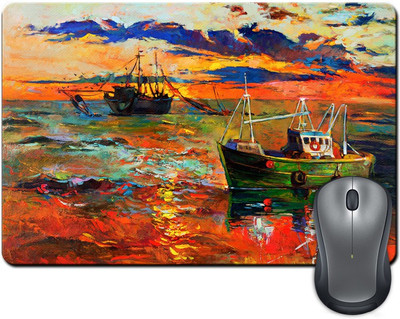 

ShopMantra Sunset Ship Brush Paint Mousepad(Multicolor)